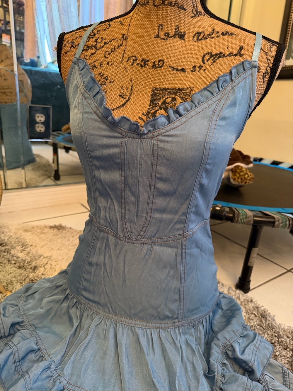 Denim Blue Ruffle High-Low Sundress - Picture 2 of 8